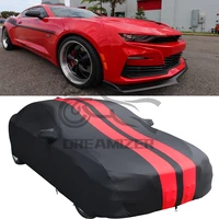 for chevrolet camaro dust proof black red stripes stain stretch full car cover windproof dustproof resistant uv protection