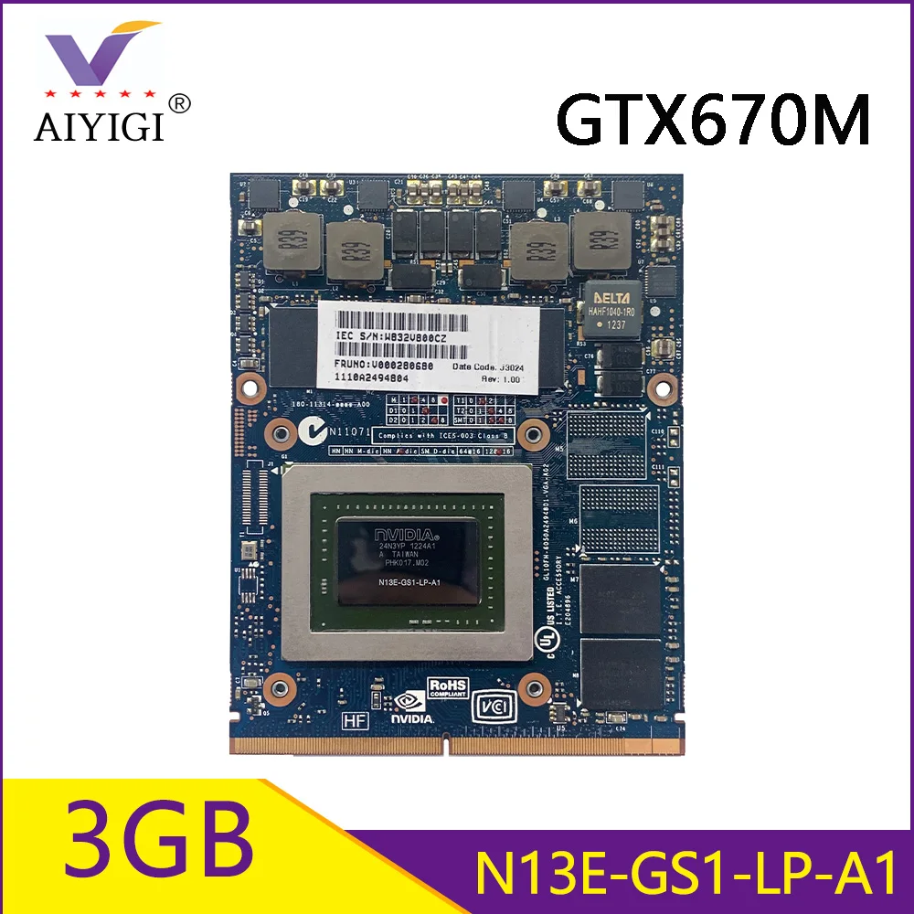 

GTX670M GTX 670M GDDR5 3GB Graphics VGA Video Card N13E-GS-LP-A1 For Toshiba X875 X870 X775 X770 Test OK