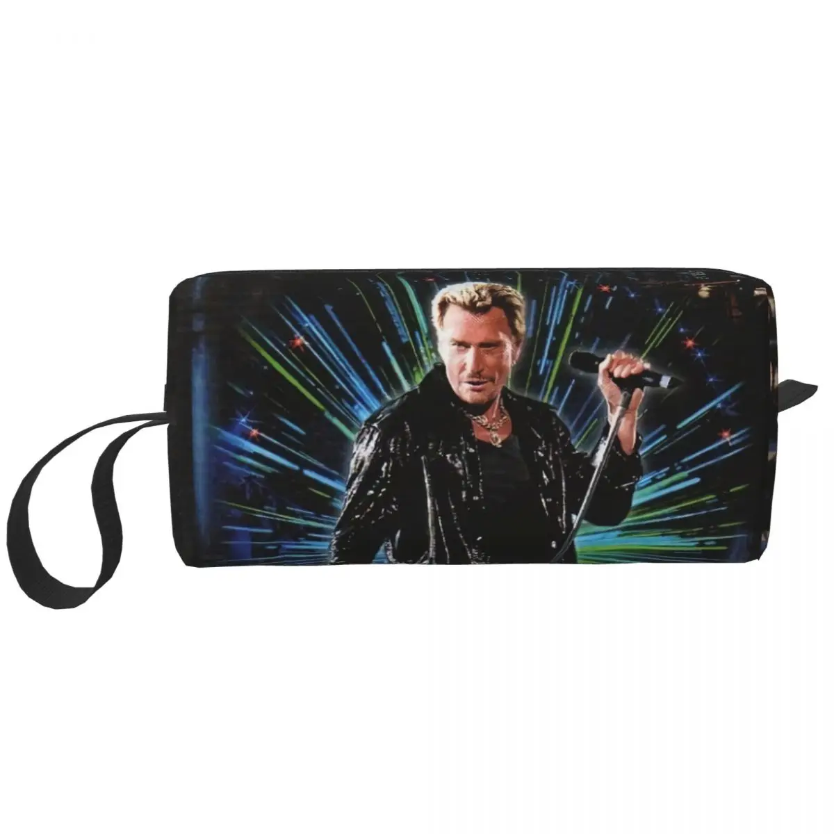 

Johnny Hallyday Rock Travel Cosmetic Bag for Women Singer French France Makeup Toiletry Organizer Lady Beauty Storage Dopp Kit