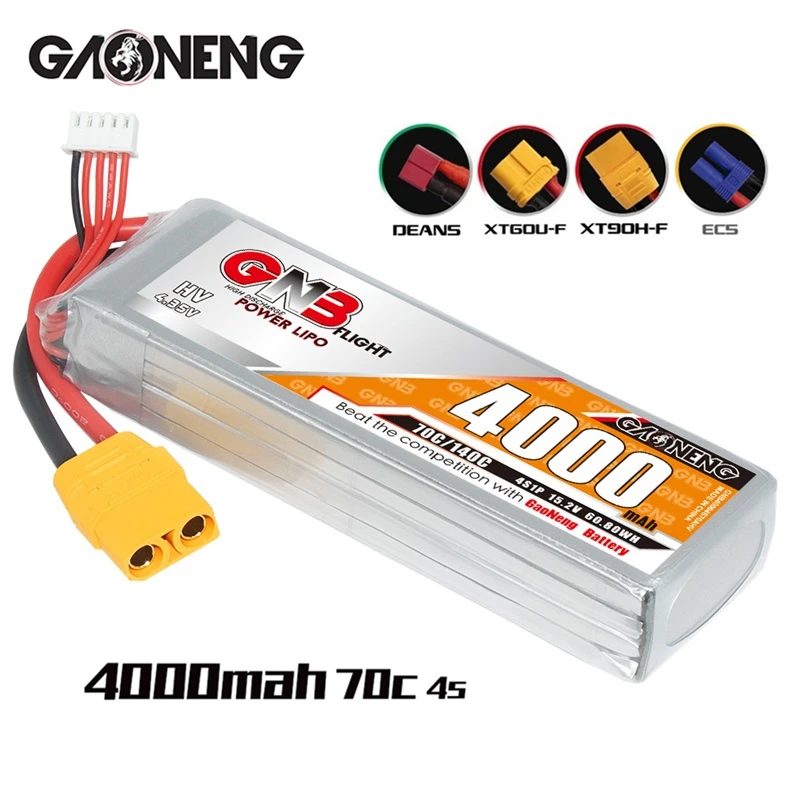 

GNB HV 4S 15.2V 4000mAh 70C/140C Lipo Battery For UAV RC Car Boat FPV Drone Helicopter Part XT90S Plug 15.2V Battery