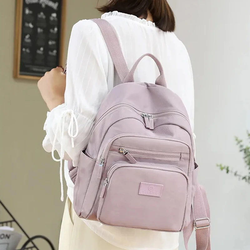 

Fashion Multi-layer Women Backpacks Light Weight Student Book Bag Waterproof Nylon Travel Knapsack Teenager Girl School Rucksack