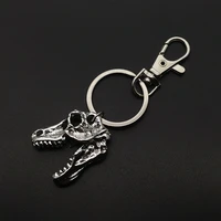 goth punk t rex dinosaur skull keychain skeleton pendant chain key ring for women man handmade charm jewelry wholesale