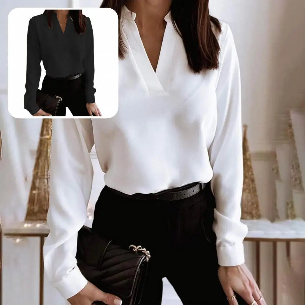 

Casual Women Shirt Slim Ladies Women Top Pure Color Slim-fitting Shirt