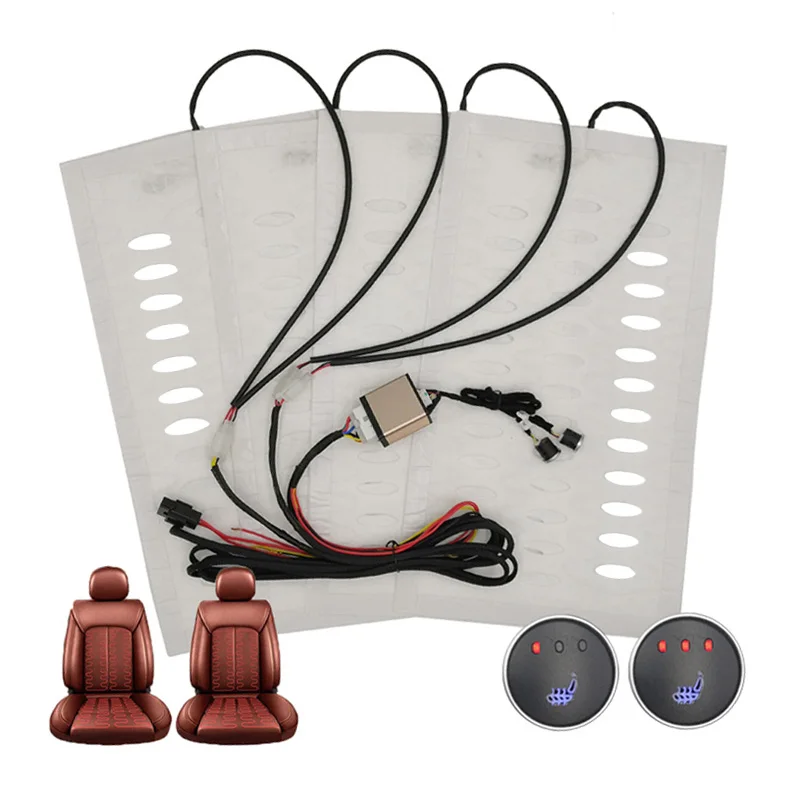 

Car Seat Heater Universal 12V Alloy Wire Fast Heating Heat Pads 3 Levels Dual Round Control Switch With Harness as Winter Warmer