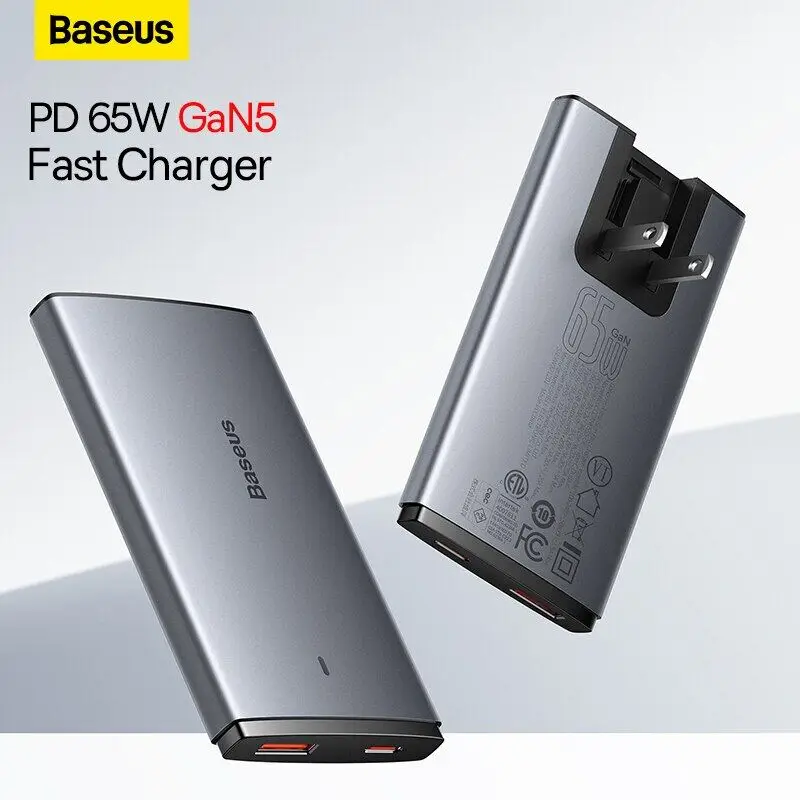 Фото Зарядное устройство Baseus сетевое с USB-портом и поддержкой быстрой зарядки, 65 Вт №1