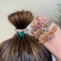 women crystal butterfly hair ties elastic hairband girls simple scrunchies headdress women hair accessories headwear ornament