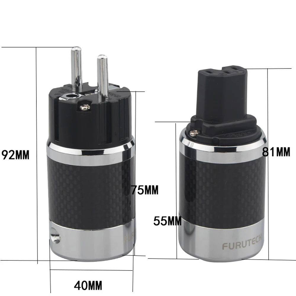 

FI50 Performance Carbon Fiber Rhodium Plating US & EU AC Audio Power Plug & IEC Connector for DIY Power Cable Amplifier HiFi DIY