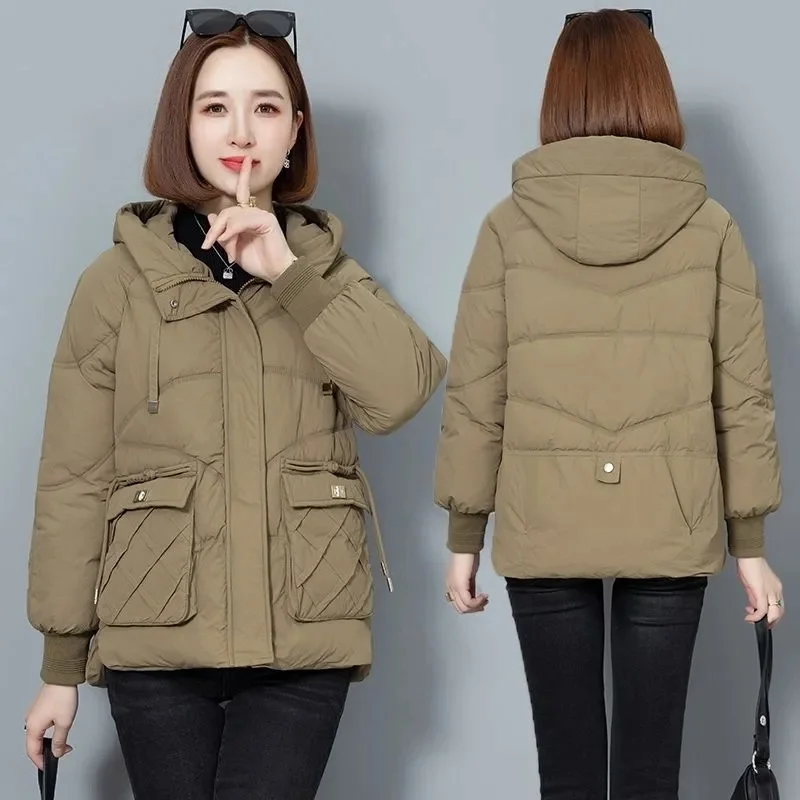 Новинка 2024 корейские женские парки Зимняя Повседневная Свободная куртка-пуховик