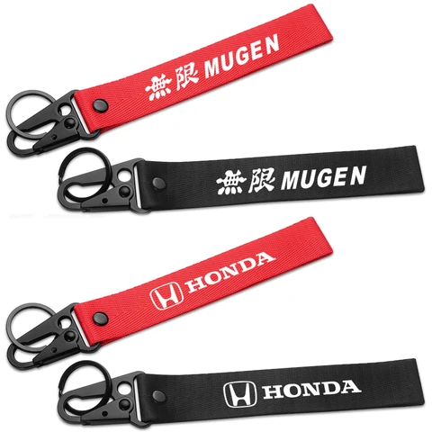1 шт., автомобильный Стайлинг, нейлоновые металлические брелоки, брелок для ключей, аксессуары для Honda CIVIC Mugen Fit Pilot Type R Type S Si Insight