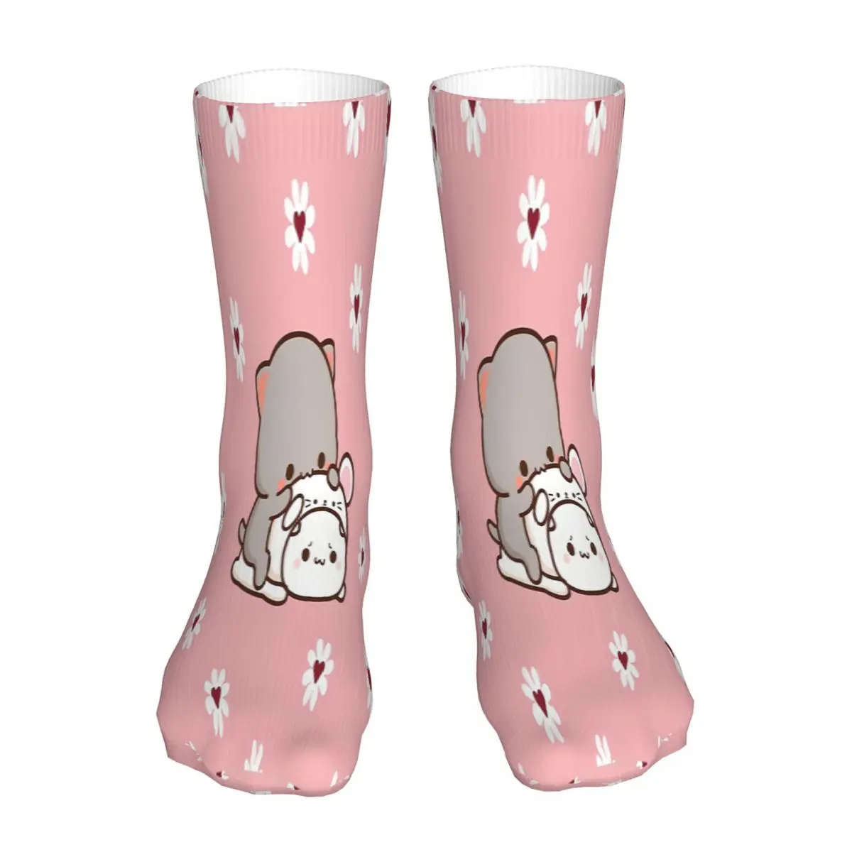 

Give A Kiss Sad Pink Color Background Peach Goma Mochi Cat Sock Socks Men Women Polyester Stockings Customizable Funny