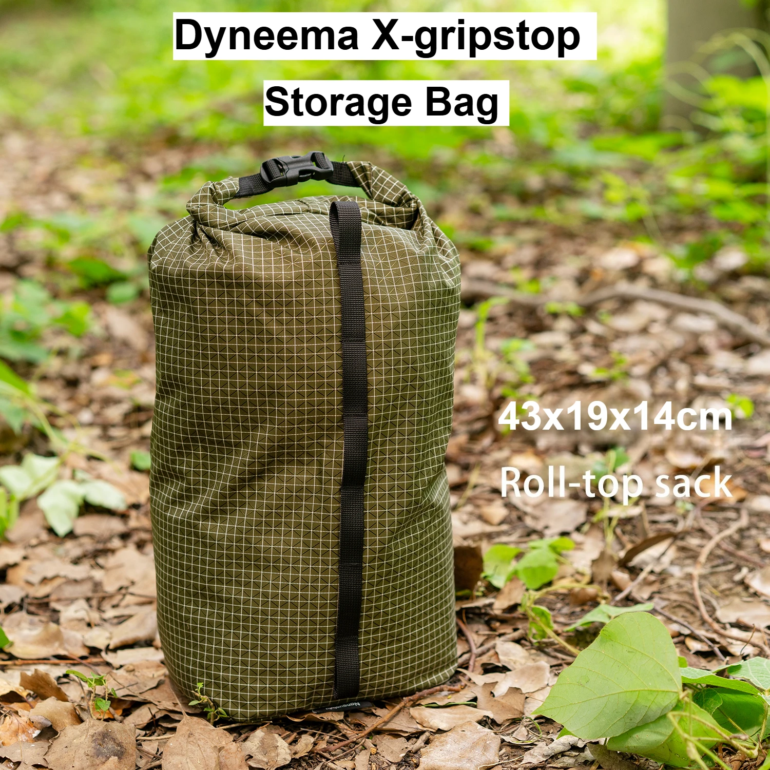 Фото Ультралегкий компрессионный мешок для хранения 70 г, 10 л из Dyneema X-Gripstop с рулонным верхом, пряжкой DuraFlex, водонепроницаемый, для кемпинга, походов, путешествий №1