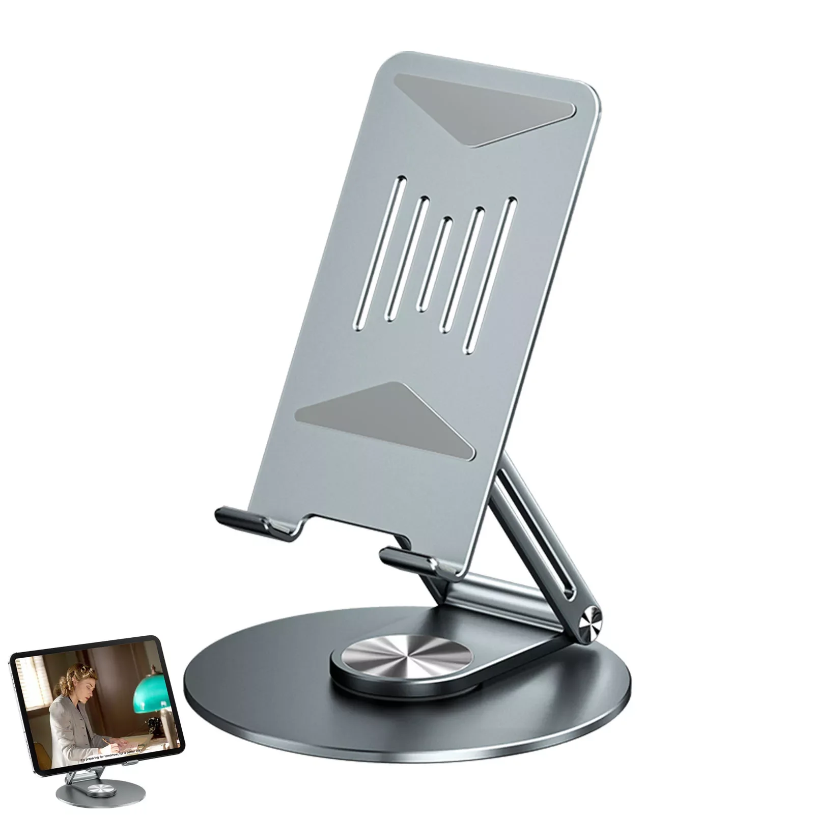 Foldable Tablet Stand Adjustable Desktop  360 Rotating Tablet Holder Base Aluminum Alloy Office Phone Stand