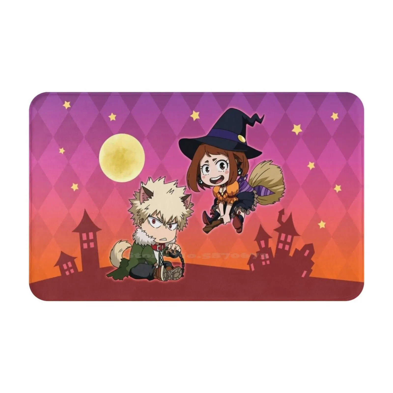 

Мягкий Нескользящий Коврик Chibi-Kachako-Witch X Werewolf 3D, коврик, коврик для ног, качако Bakuraka Bakugo X Uraraka Dailykrumbs