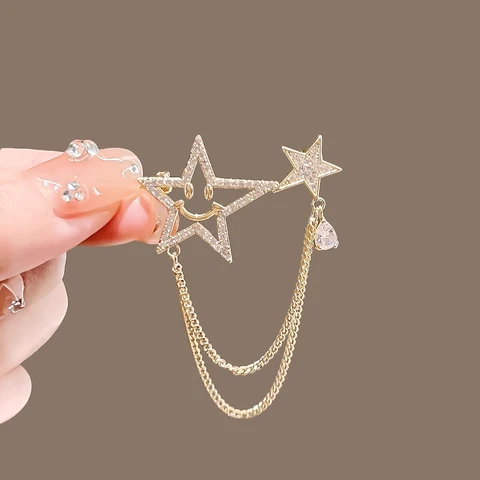 Брошь-цепочка со звездой и смайликом