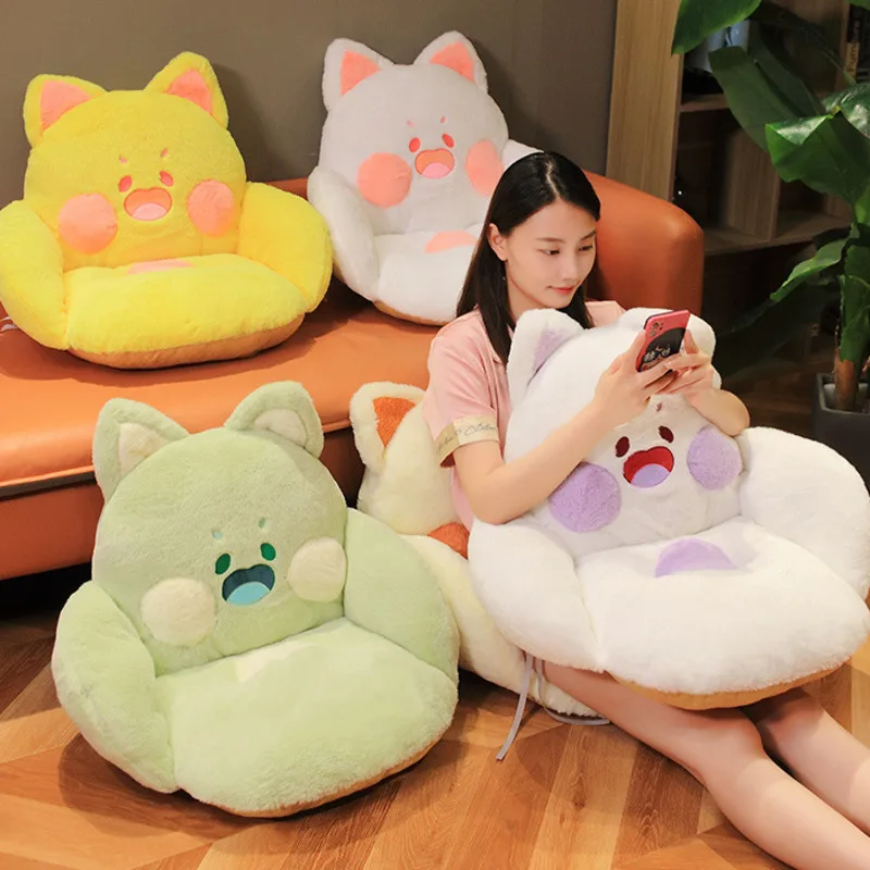 Cushion Kawaii Dudu Cat Seat Cushion Stuffed Plush Sofa Indoor Floor Gaming Chair Mat Winter Kids Girl Gift