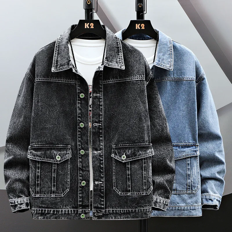

Men Denim Jacket Streetwear Hip Hop Men's Black Jean Jackets Male Casual Loose Outerwear 2022 Autumn Oversized Coats 6Xl 7XL 8XL