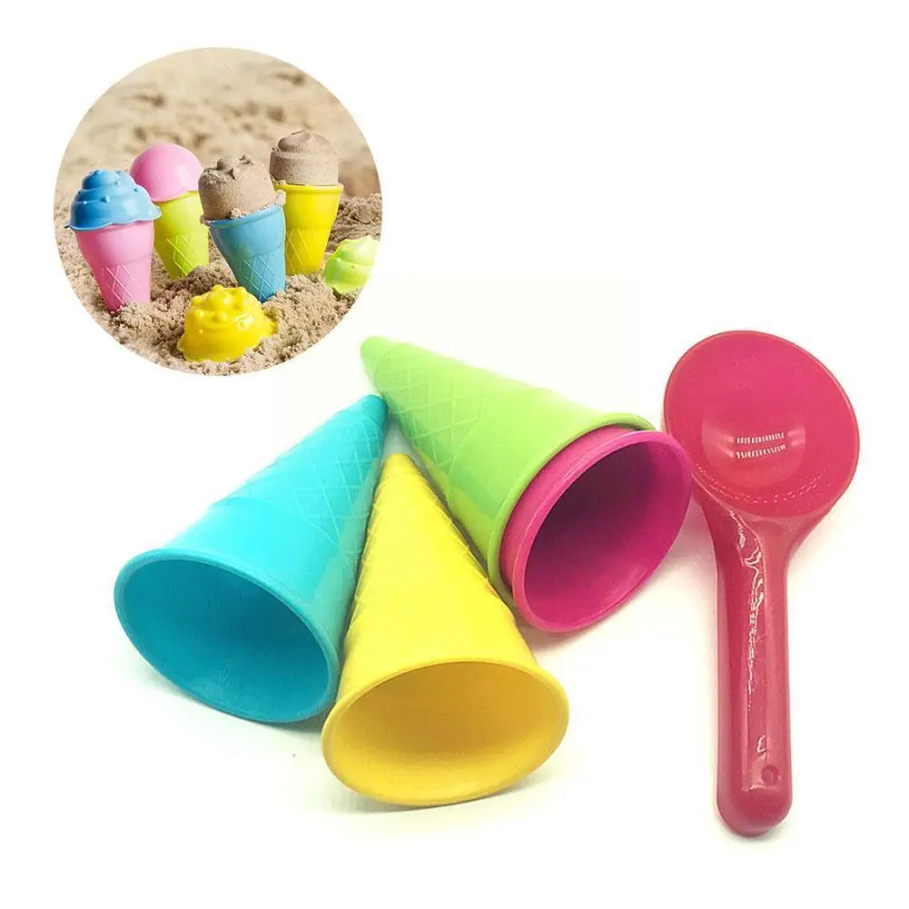 

5pcs Beach Ice Cream Cone Digging Spoon Set House Toy Ice Outdoor Toy Beach Cup Cream Plastic Children H5g4