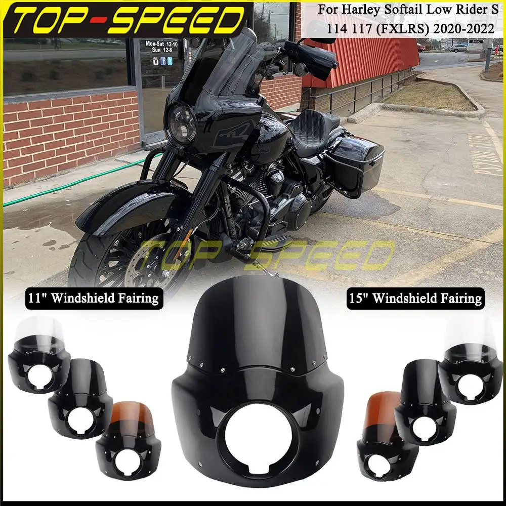 

Motorcycle Road Warrior Headlight Fairing 11" 15" Windshield Windscreen For Harley Softail Low Rider S 114 117 FXLRS 2020-2022