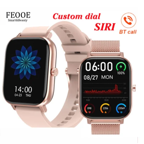

FEOOE Smart Watch Women Stainless Steel Color Screen Smartwatch Heart Rate Blood Pressure Female Health and Notifications YD