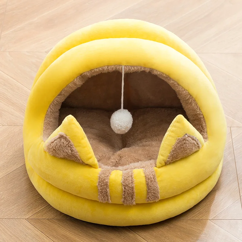

Cat Bed Warm Pet Basket Cozy Kitten Lounger Cushion Cat House Tent Soft Small Dog Mat Bag For Pet Washable Cave Cats Beds