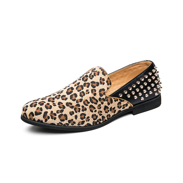 Leopard Men Loafer Slip on Designer 