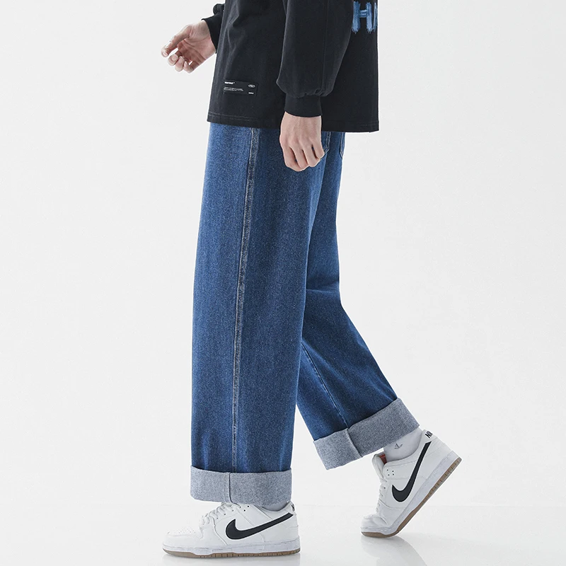2022 New Harajuku Street Casual Baggy Jeans For Men Korean Fashion Hip Hop Straight Wide Leg Trousers Couple Casual Pants