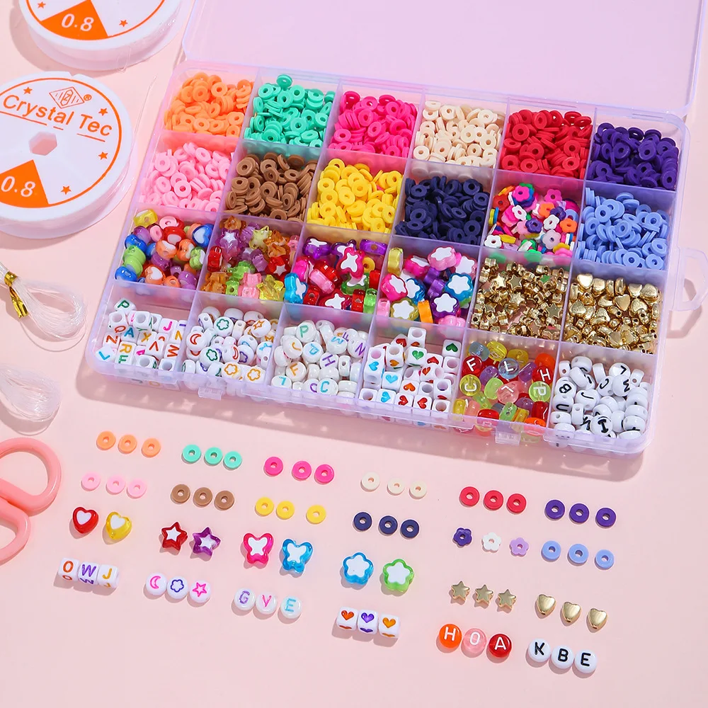 

Polymer Clay Beads Color Letter Bead For DIY Women Bracelet Earrings Anklet Flat Round Clay Beads For Jewelry Making Accessories