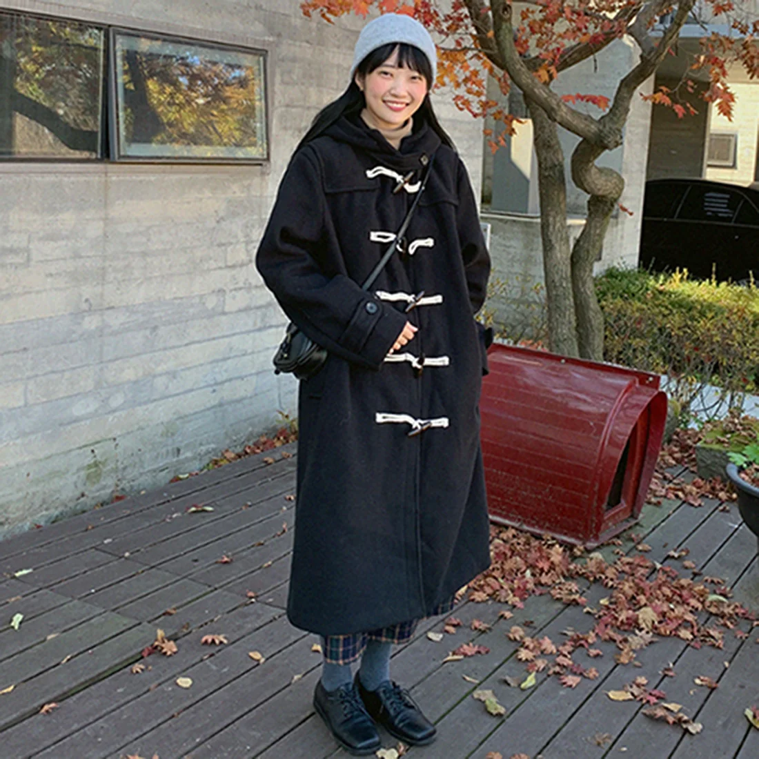 Женское Шерстяное Пальто С Капюшоном Ai. Модное Однотонное Длинное Зимнее В