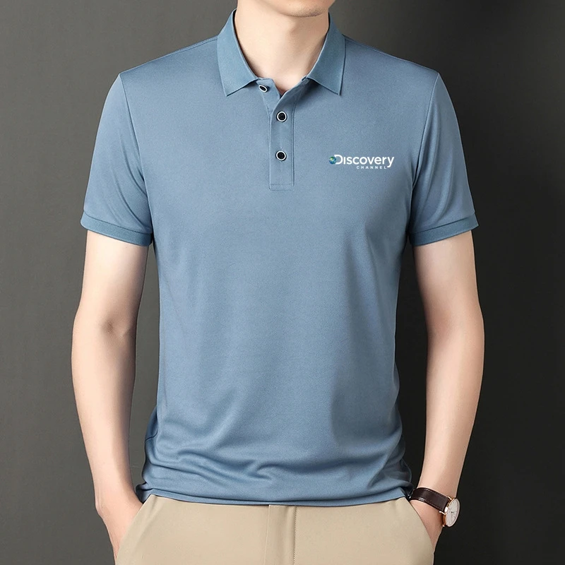 

2023 New Discovery Channel Top Grade Cotton New Brand Designer Polo Shirt Men Summer Short Sleeve Casual Fashions Clothes