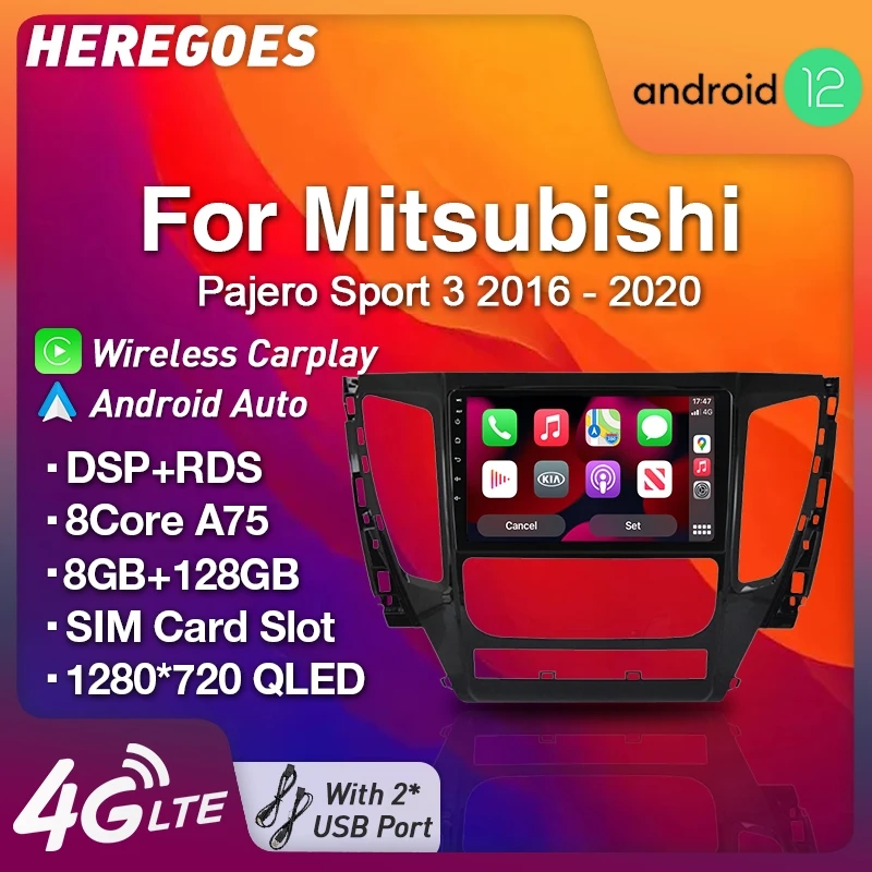 Carplay QLED DSP Android 12 автомобильный радиоприемник мультимедийный плеер для Mitsubishi Pajero