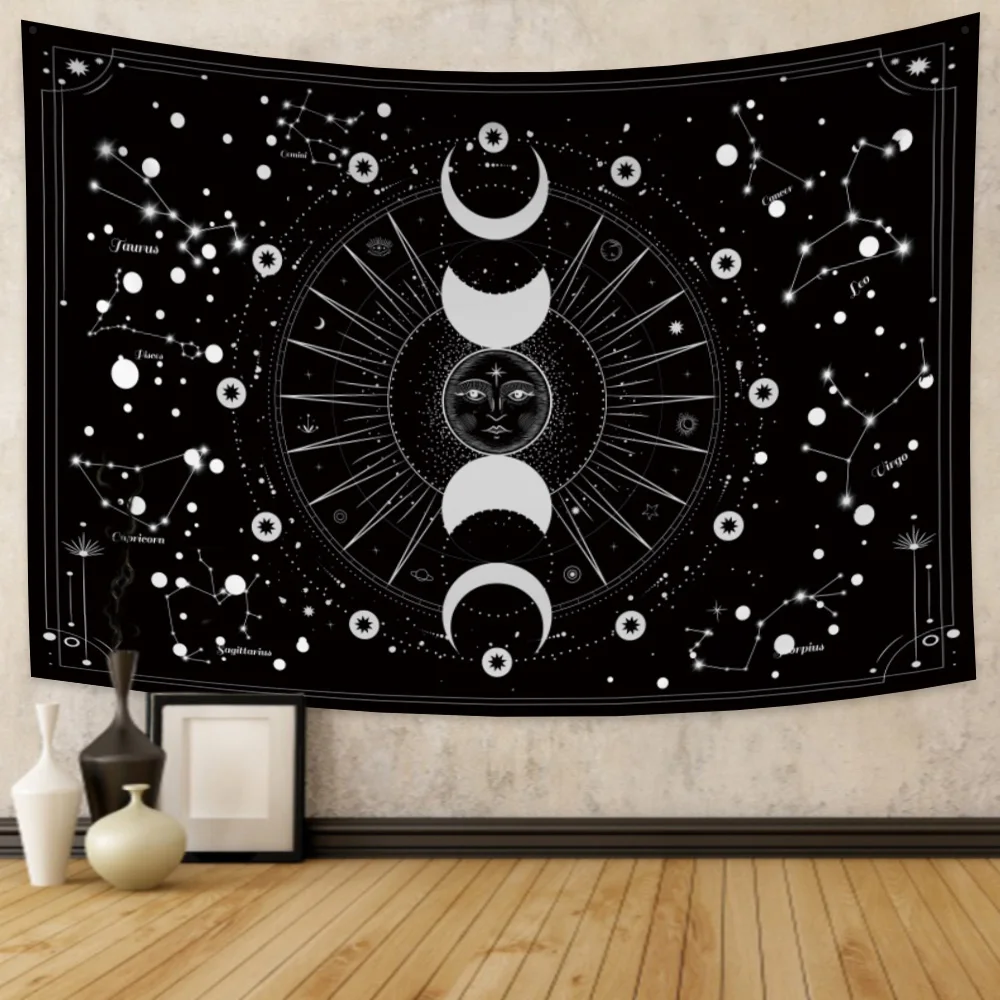 

Psychedelic Constellation Sun and Moon Tapestry Wall Hanging Carpet For Bedroom Living Room Dorm Tapestries Art Home Decoration