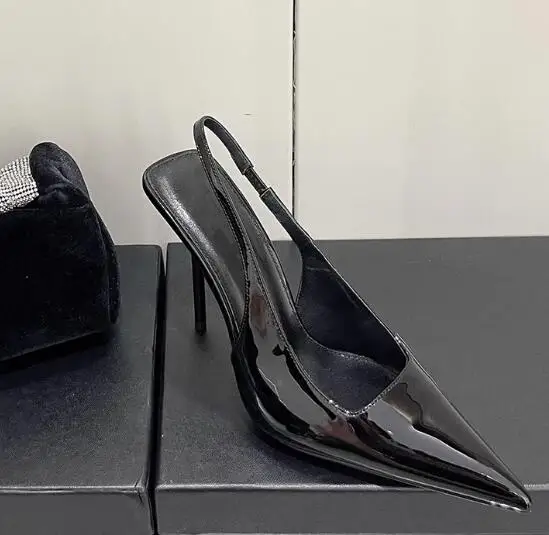 Женские туфли-лодочки на шпильке Moraima черные туфли из лакированной кожи с острым