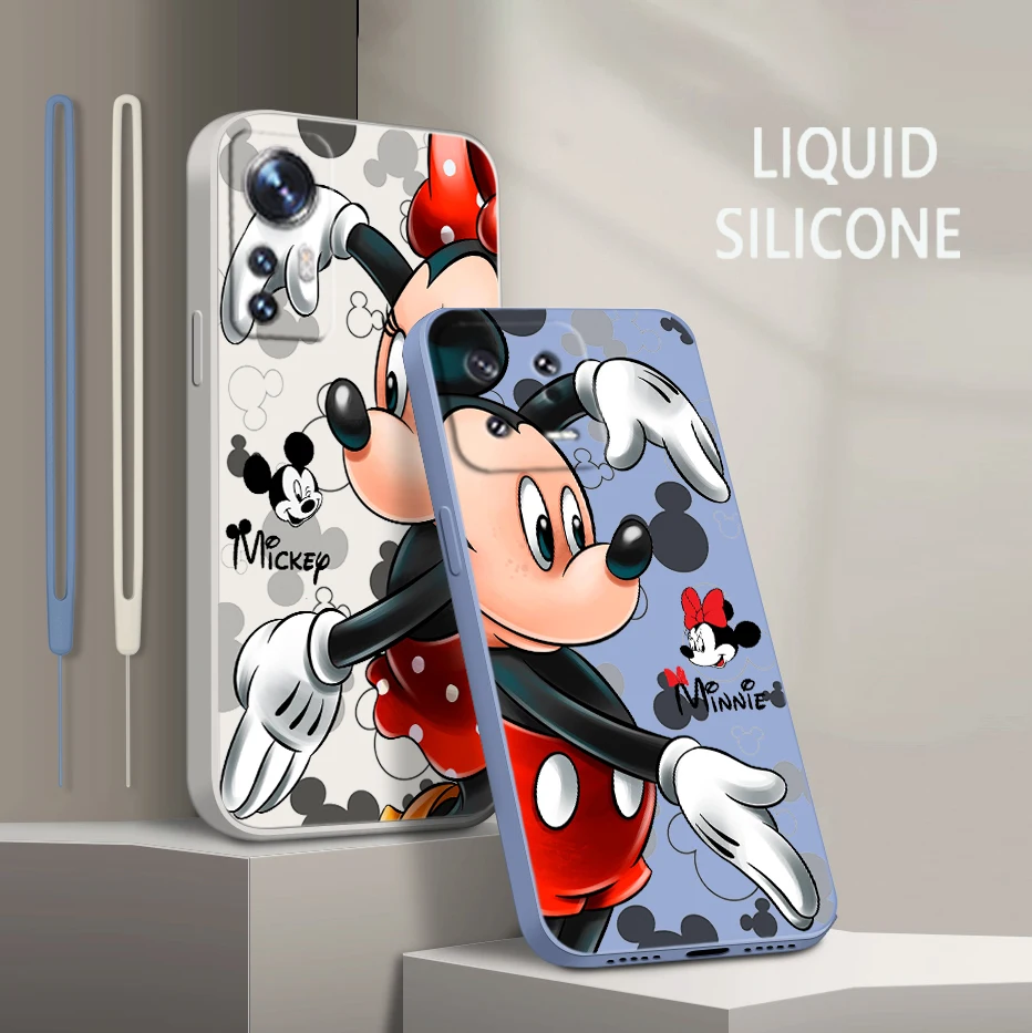 

Mickey Mouse Cute For Xiaomi Mi 13 12 12T 11 11T 10 10T 9 9SE Lite Pro Ultra A3 Liquid Rope Silicone Phone Case Coque Capa Cover