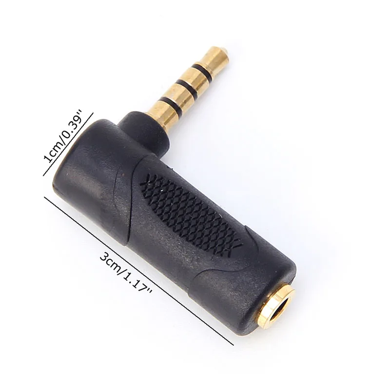 

90 Degree L Shape Right Angle 4 Pole 3.5mm Male to Female Gold Stereo Plug Jack Headphone Adapter Connector Drop Shipping