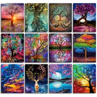 gatyztory oil painting by numbers scenery diy set coloring by numbers abstract tree on canvas for adults picture wall decor