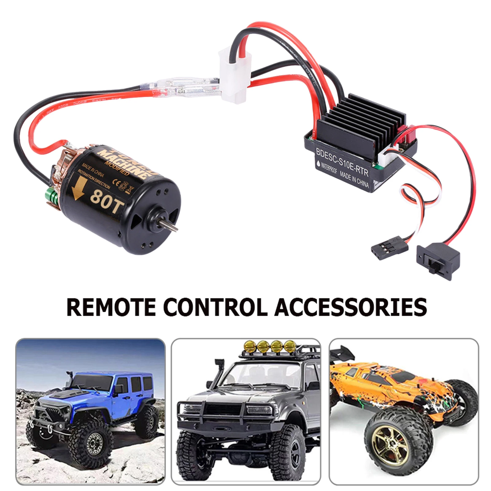 

Матовый двигатель 80T RC с 60A ESC RC автомобиль, Матовый Электрический контроллер скорости, водонепроницаемый 5 В/2A BEC для 1/10 RC гоночного автомобил...