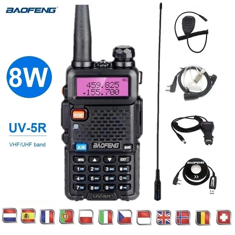 Real 8W Baofeng UV-5R Walkie Talkie Radio Amateur Transceiver VHF UHF Ham CB Radio Station UV5R Talki Walki Long Range 10KM