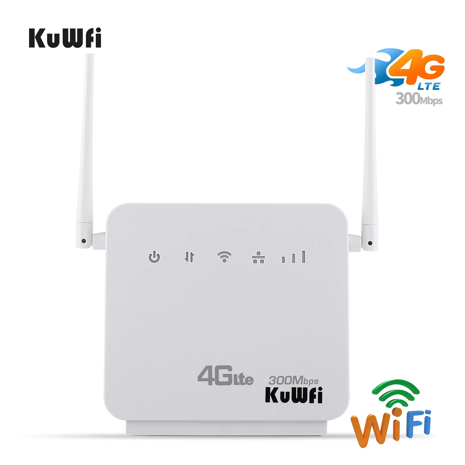 

KuWFi 300Mbps Wireless 4G Wifi Router LTE WCDMA Unlock Routers Up to 32users With Dual Antennas SIM Card Slot WAN/LAN