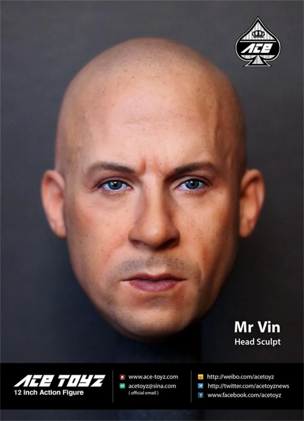 

Vin Diesel1/6 Male Male Head Carving Sculpt Movie Actor Star 1/6 Soldier Model For 12'' Action Figure Body Doll