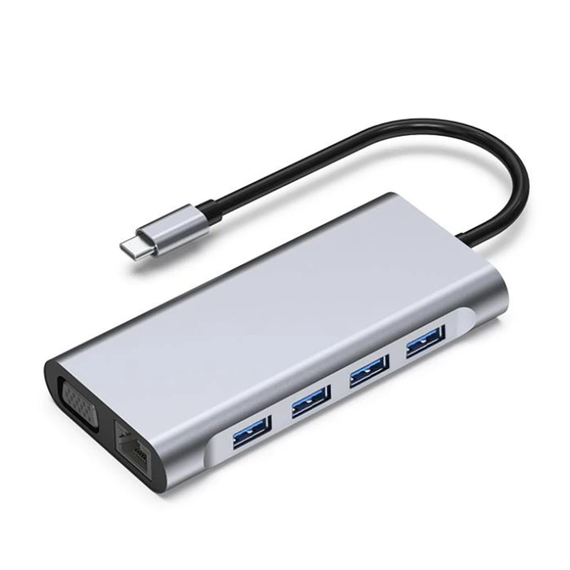 

USB C Hub 11 in 1 TYPE-C Hub 100W Docking Station 4Kx2K@30Hz HDMI-Compatible USB3.0 PD Port Adapter for Pro/Air