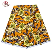 bintarealwax african fabric high quality 6 yards 3 yards hard cotton wax material orange cloth for party dress 24fs1422