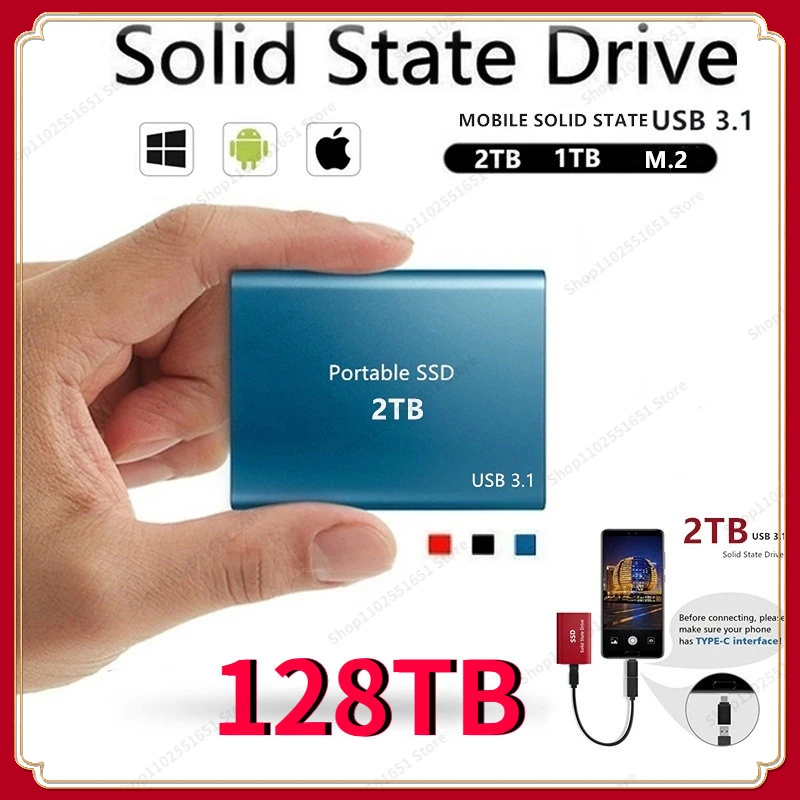 

2023 New High-speed External Hard Drive 128TB 32TB 4TB 8TB USB3.1 SSD 2.5 Inch Portable SSD 16TB 32TB Hard Disk for Laptop