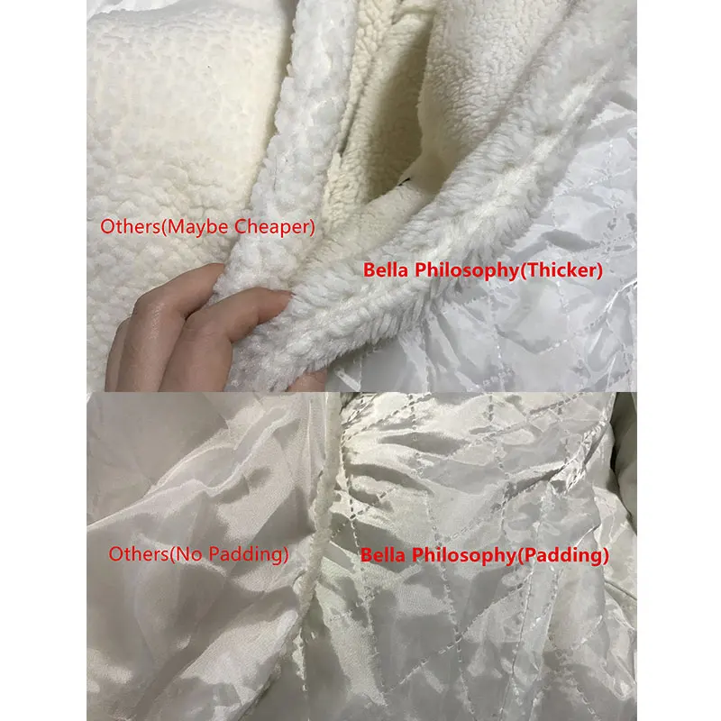 Bella Philosophy Women Winter Faux Fur Warm Long Coat Female Thick Teddy Bear Coat Casual Loose Oversize Outwears Purple Yellow