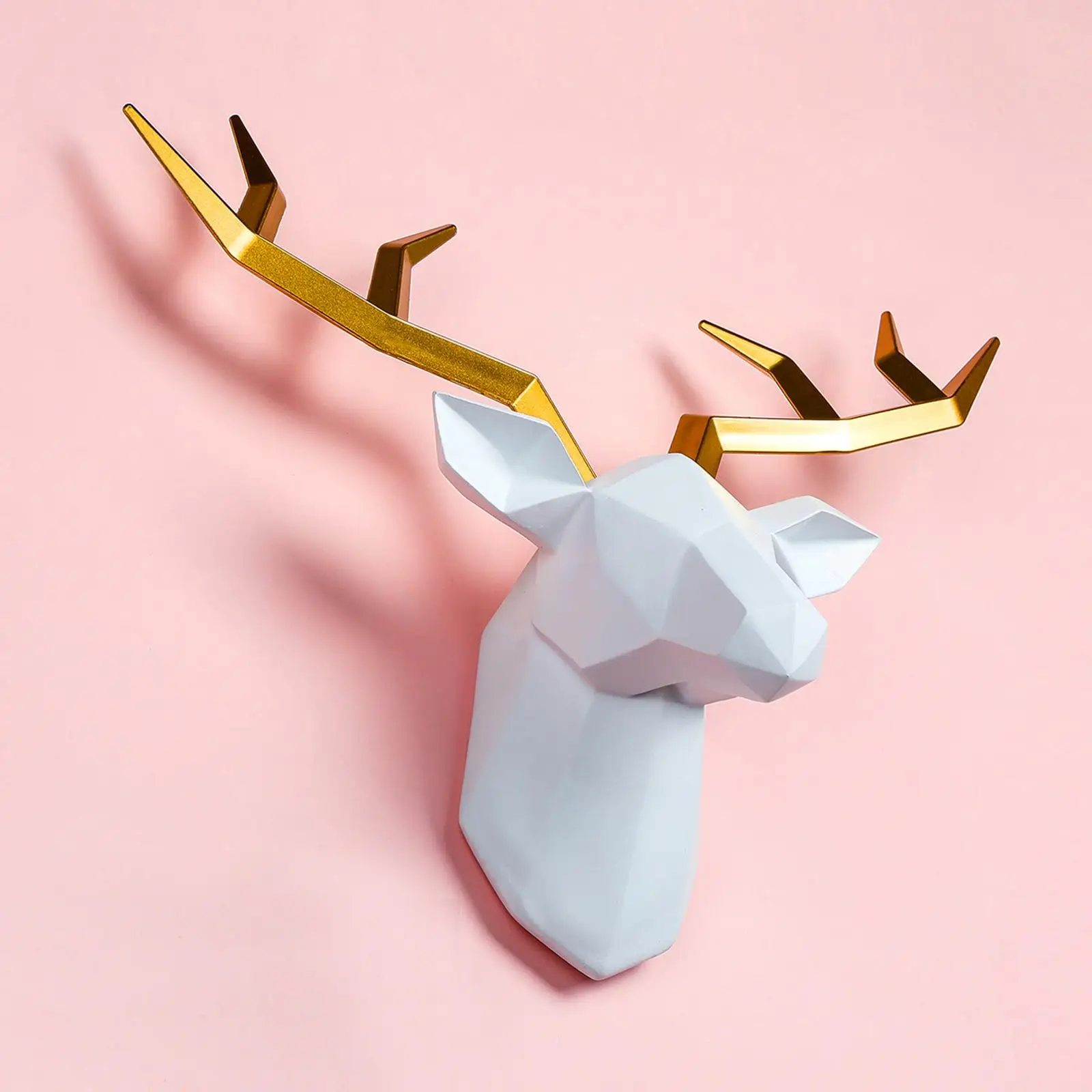 

Deer Head Wall Decor Sculpture Farmhouse Geometrical Resin Statue Figurines