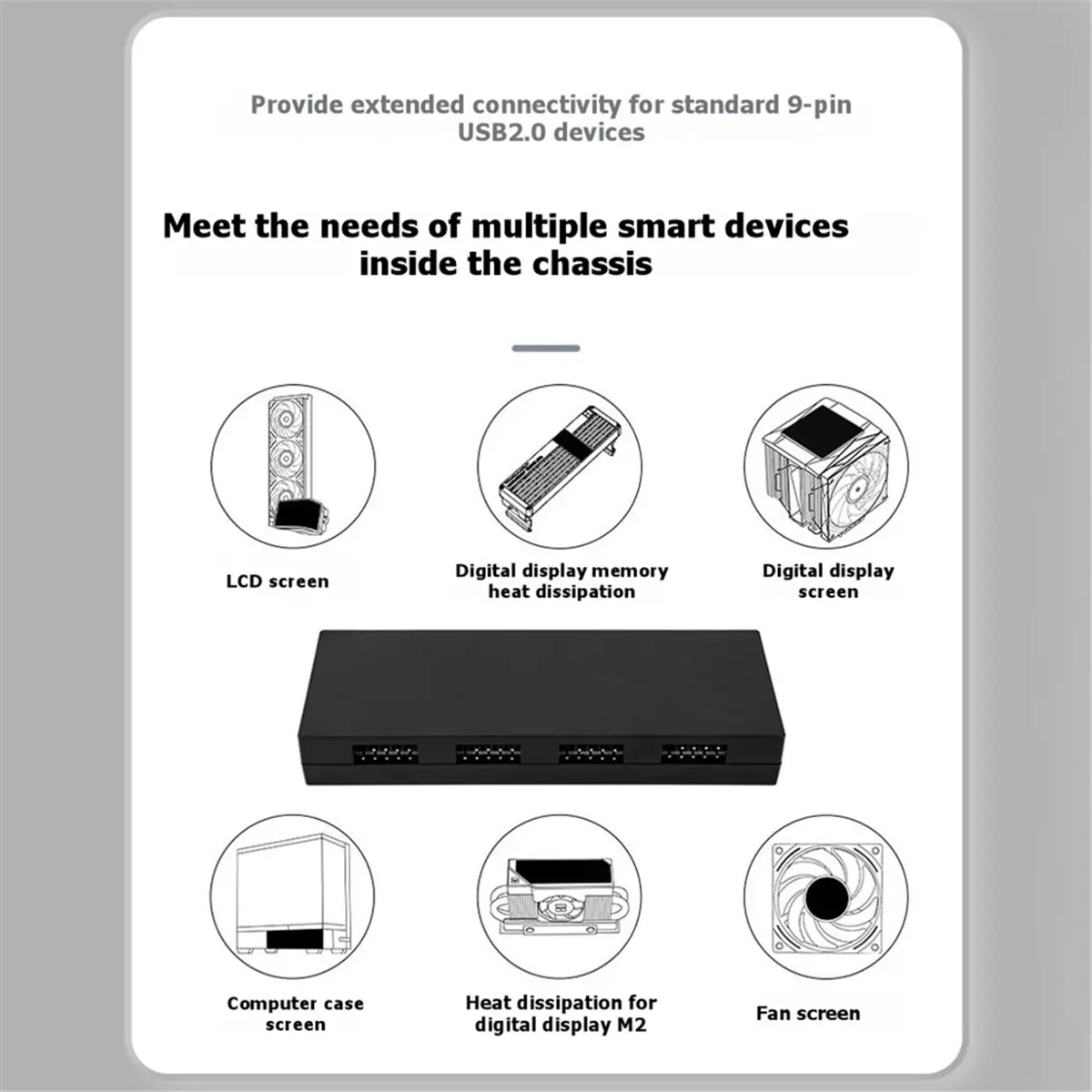 Фото (A01R) USB 2.0 HUB X5, 5 портов, 9-контактный USB-концентратор, для систем, где недостаточно портов USB 2.0 на материнской плате, 9-контактный USB-хаб №1