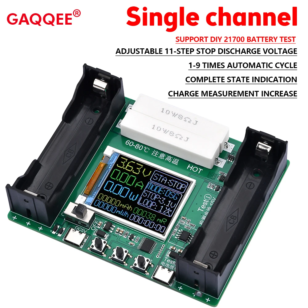 

18650/21700 Lithium Battery Capacity Tester Module Type-C LCD Digital Display Measurement Power Test Detector 11-step Adjustable