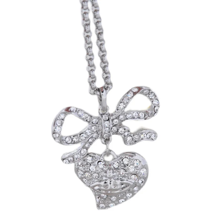 

Женское серебряное ожерелье viприен westwoo VVA с бантом и полностью ювелирным украшением в виде любящего сердца