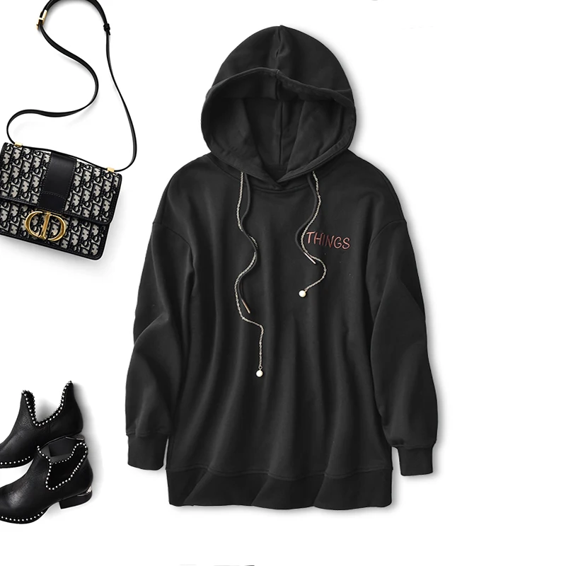 

Новинка 2022, уличная одежда с трехмерным украшением, Женский свитшот, женские толстовки из 85% хлопка на весну и осень, пуловеры