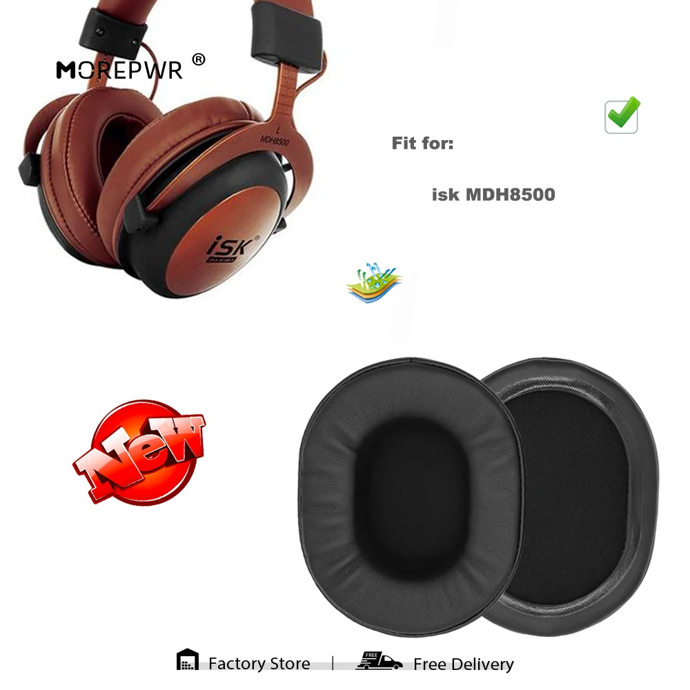 

Morepwr Replacement Ear Pads for isk MDH8500 Headset Parts Leather Cushion Velvet Earmuff Earphone Sleeve Cover