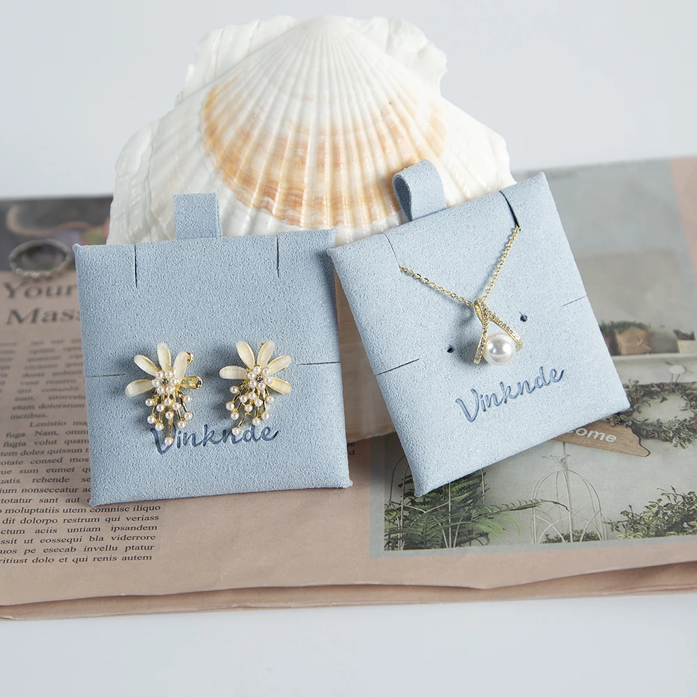 Wholesale Bulk Necklace Display Cards Customized Logo Card Hold Microfiber Cardboard for Earrings Ear Studs Jewelry Packaging